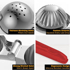 Lemon Squeezer Stainless Steel - Premium Quality, Heavy Duty Solid Metal Squeezer Bowl - Large Manual Citrus Press Juicer and Lime Squeezer (Red)