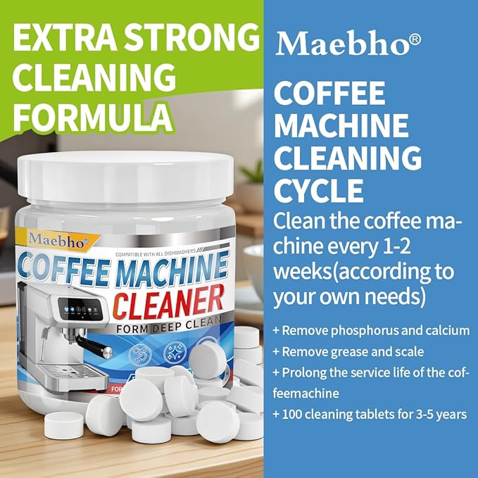 100-Tabs Coffee Maker Cleaner Tablets,Espresso Coffee Machine Descaler Cleaning Tablets Compatible with Keurig, Ninja, Breville, Delonghi, Nespresso, Miele - Deep Descaling & Cleaning