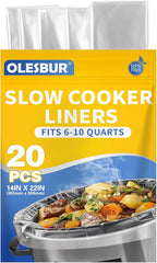 20 Count Slow Cooker Liners, 14"x22", Fits 3-8 Quarts, Disposable Pot Liners Compatible with Crockpot, Oval Large Size, BPA-Free Cooking Bags, Kitchen Accessories, Cook with Ease