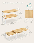SONGMICS Cabinet Organizer Shelf, Set of 4 Kitchen Counter Shelves, Kitchen Storage, Spice Rack, Stackable, Expandable, Metal and Engineered Wood, Cloud White and Natural Beige UKCS210W01