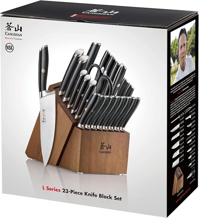 Cangshan L Series 23-Piece Classic Knife Block Set, Forged German Steel, 1027457