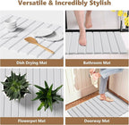 Large Stone Drying Mat for Kitchen Counter, 24"(L)×16"(W), Foldable Diatomaceous Earth Mat, Fast Drying & Absorbent Pad for Dishes, Bottles, Cups, Bathroom & Any Countertop (White)