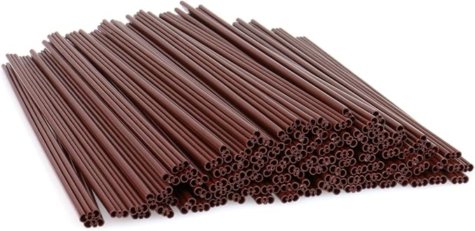 Coffee Stirrer Straws with Triple Hole Design, 100 Pack 7 Inch Brown Plastic Sip Stir Sticks, Disposable Cocktail Stirrers for Hot Drinks and Coffee Bar Accessories