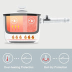 Topwit Hot Pot Electric with Steamer, 1.5L Ramen Cooker, Non-Stick Frying Pan, Electric Pot for Pasta, BPA Free, Electric Cooker with Dual Power Control, Over-Heating & Boil Dry Protection, Green