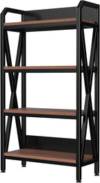 KEIKI 4-Tier Kitchen Bakers Rack with Storage, 55'' Microwave Stand, Bookcase Shelf Adjustable Shelves Freestanding, Bakers Rack for Kitchen, Garage, Pantry, Bathroom