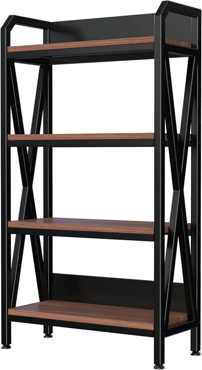 KEIKI 4-Tier Kitchen Bakers Rack with Storage, 55'' Microwave Stand, Bookcase Shelf Adjustable Shelves Freestanding, Bakers Rack for Kitchen, Garage, Pantry, Bathroom