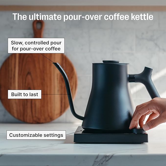 Fellow Stagg EKG Pro Studio Edition Electric Gooseneck Kettle - Pour-Over Coffee, Tea, Quick Heating, Precise Temperature Control, Scheduling, Built-in Brew Timer - Matte Black, 0.9 L