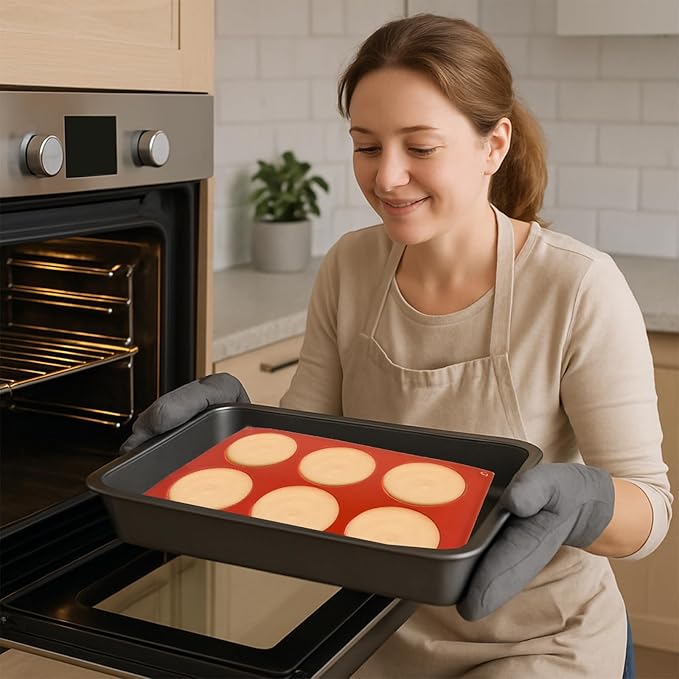 2PCS Mini Bundt Cake Silicone Pans, 6-Cavity Fluted Tube Cake Mold, Nonstick Baking Mold for Cupcake, Donut, Jelly, Brownie