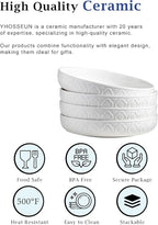 YHOSSEUN 9.75" Pasta Bowls Set of 4, 50 OZ Large Salad Serving Bowls, Ceramic Pasta Plate Bowls, White Soup Bowl, Microwavable Dinner Bowls for Kitchen, Embossed Sunflower
