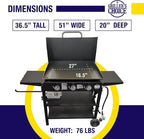 Griller's Choice Gas Griddle with Hinged Hood & Wind Guards, 4 Shelves, Propane Griddle for Flat Grills Outdoor Cooking, Front Grease Management, Steel Flattop Grills Surface, Precision Heat Control