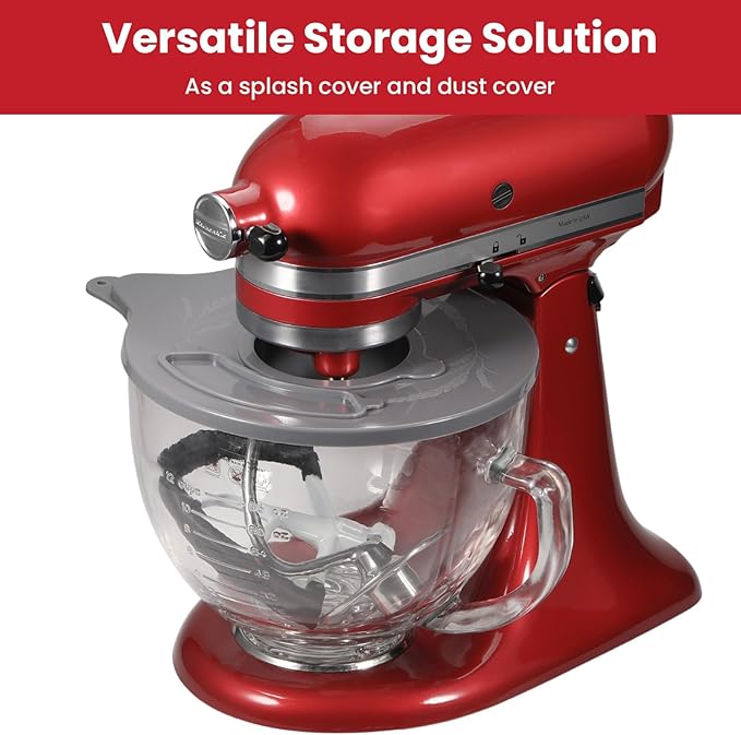 Glass Bowl Lid for KitchenAid K5GB 5 Quart Tilt-Head Stand Mixer, Mixer Bowl Cover Prevent Dry/Wet Ingredients Splash-Outs, Mixer Splash Guard with Extra Pouring Window