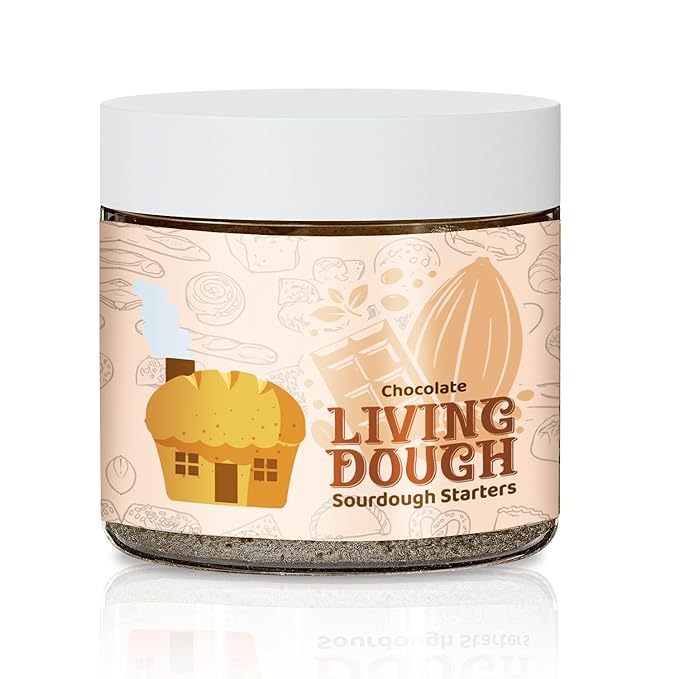 Living Dough - Chocolate Whole Wheat Sourdough Starter - Active & Live Cocoa Organic Sourdough Starter for Baking - For Artisanal Bread, Sweet Rolls, Brownies, and More