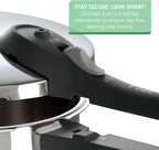 T-fal Ultimate Stainless Steel Pressure Cooker 6.3 Quart, Induction Compatible, Secure Locking Lid, Safe & Easy to Use, Cookware, Pots and Pans, Kitchen, Dishwasher Safe, Silver