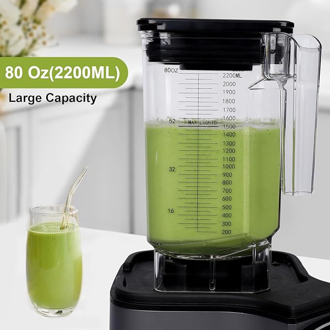CRANDDI Commercial Blender, 1500W Smart Smoothie Blenders with Digital Touch Screen, 80oz Countertop Kitchen Blender, 3 Pre-Set Programs for Smoothies, Juices, DIY Function, Self-Cleaning K85TS (Grey)