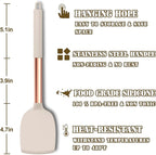 Umite Chef Silicone Kitchen Cooking Utensil Set, 43 pcs Spatula Utensils Set with Rose Gold Stainless Steel Handle, Non-stick Heat Resistant - Best Cookware Set-(Khaki)