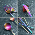 Matte Rainbow Flatware Set 20 Pieces, Stainless Steel Colorful Silverware Set, Titanium Plating Matte Rainbow Cutlery Set, Matte Rainbow Utensil Sets, Service Set for 4 (Matte Rainbow)