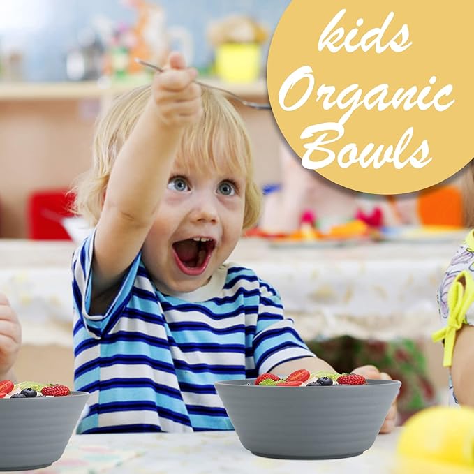 Wrova Wheat Straw Bowl Sets,6 PCS Unbreakable Cereal Bowl 50 OZ,Microwave and Dishwasher Safe Bowls,Super Big Bowl Sets BPA Free Bowl for Serving Cereal,Oatmeal and Salad (Pure Gray)