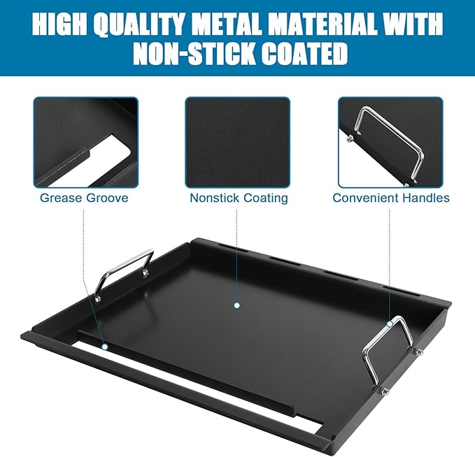Full-Size Griddle Inserts for Weber Spirit I & II 200 Series, Nonstick Flat Top Griddle for Spirit E-210 E-220 S-210 S-220 Spirit II E-210 S-210 E-220 S-220, Griddle Replacement for Weber 7637