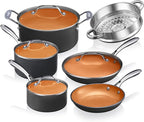 GOTHAM STEEL 15 Pc Ceramic Cookware Set, Ceramic Pots and Pans Set Non Stick with Cooking Utensils and Steamer, Non Toxic PFOA PFOS Free, Premium Stay Cool Handles, Oven & Dishwasher Safe