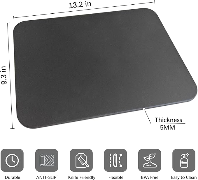 ZVP Thick TPU Cutting Boards for Kitchen, Rubber Flexible Cutting Board Mats, Nonslip Silicone Chopping Mats Foldable BPA Free Knife Friendly Non-Toxic Dishwasher Safe