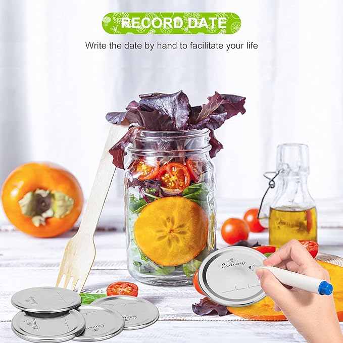 204pcs Regular Mouth Canning Lids, Canning Jar Lids for Ball, Kerr Jars, Split-Type Metal Mason Jar Lids for Canning, 100% Fit & Airtight 2.76" (70mm, Silver)