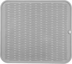 Silicone Dish Drying Mat for Multiple Usage,Easy clean,Eco-friendly,Heat-resistant Silicone Mat for Kitchen Counter or Sink,Refrigerator or Drawer Liner Grey 2XL 24 inches x 18 inches