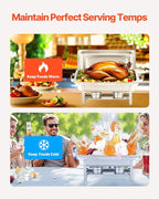 VEVOR Chafing Dish Buffet Set, 8 Qt 6 Pack, Stainless Steel Chafer with 6 Full Size Pans, Rectangle Catering Warmer Server with Lid Water Pan Stand Fuel Holder, for Weddings Parties Banquets, Silver