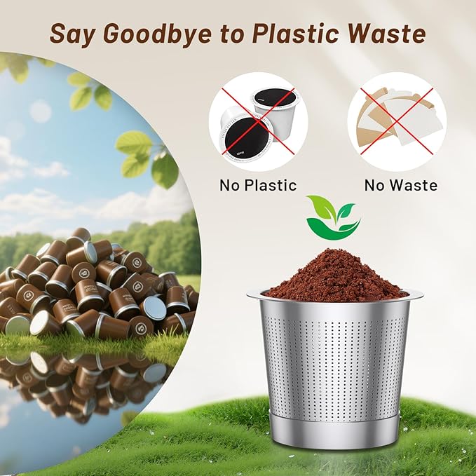 ComfortGrip™ Reusable K Cups – 2-Pack Stainless Steel Coffee Pods with Anti-Scald Silicone Lid, BPA-Free, Easy-Clean Filter – Compatible with Keurig 1.0 Only (Not for 2.0)