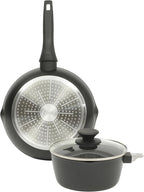 Oster SmartHandle 2-Qt Nonstick Saucepan & 10-Inch Fry Pan with Removable Handle Cookware Set – Oven & Dishwasher Safe, Space-Saving Cookware