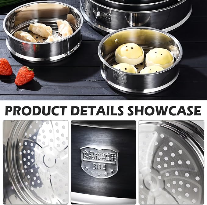 Stainless Steel Steaming Rack 7.8 Inch Universal Steamer Basket for Kitchen Dim Sum Dumplings Bun (20cm)