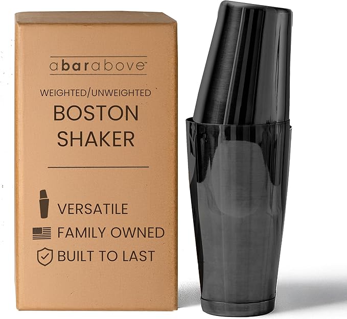 A Bar Above Professional Boston Shakers Set 18 oz Weighted and Unweighted Stainless Steel Cocktail Shaker Set for Bartenders, Premium 304 Steel Bar Shaker, Essential Bartending Tools for Mixing Drinks