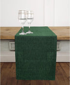 Solino Home Linen Table Runner 48 Inches - 100% Pure Linen Forest Green Table Runner 14 x 48 Inch Ideal for Dresser and Coffee Tables - Athena