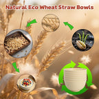 6-piece Wheat Straw Bowls sets 26oz,Alternative Plastic Bowls Reusable for indoors and outdoors,Microwave-able and Dishwasher Safe Bowls Sets Easy to Clean.Beige Series