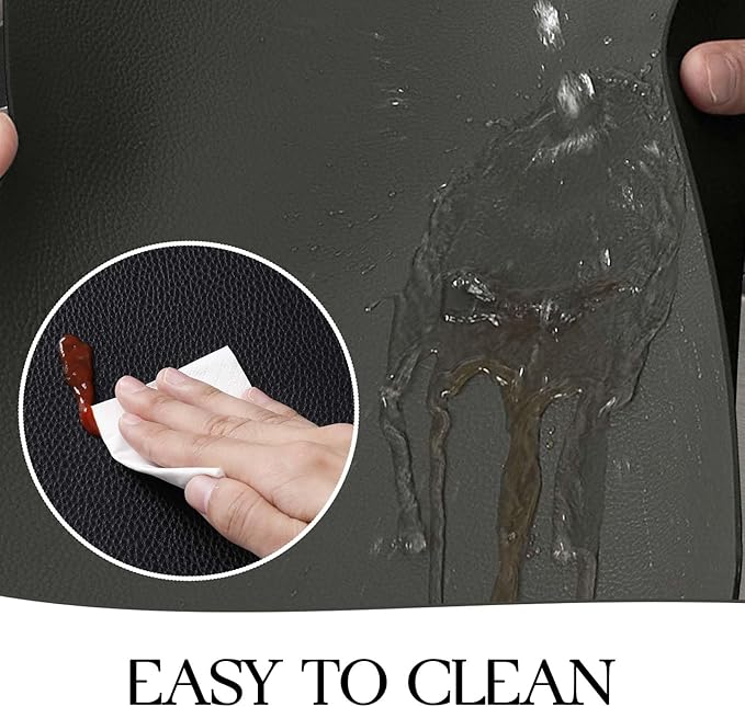 MOSAYT Vinyl Placemats Set of 6, Heat Resistant Place Mats 100% Waterproof Washable & Wipeable Faux Leather Reversible Table Mats for Kitchen Dining Party Indoor Outdoor, 12" x 17", Grey/Black