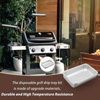 93305 Catch Pan for Weber Genesis II e-310 e-315 e-325 e-330 e-335, Drip Pan for Weber Spirit 200/300 Series Gas Grill 83156 Grease Tray with 10-Pack Drip Pans Liner for Weber Replacement Parts