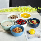 HAPPY KIT 6inch Ceramic Soup Bowls, Cereal Bowl Set of 6, 24OZ for Kitchen, Cereal Soup Rice Pasta Salad Oatmeal, Thick-edge Non-slip Design