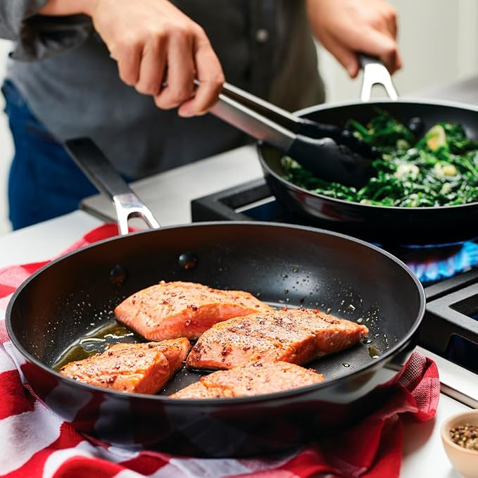 KitchenAid Hard Anodized Nonstick Frying Pans/Skillet Set, 8.25 Inch and 10 Inch, Onyx Black