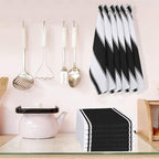 Native Fab Black Kitchen Towels 18x28 Inch, 12 Pack, Wide Stripe, Highly Absorbent, Quick Dry, Durable, Cotton Dish Towels for Wiping Hands, Drying Dishes, Counter Cleaning Dishcloth Set - Black