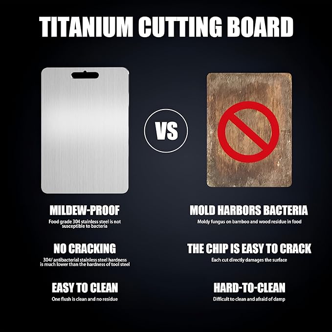 Standerd Size Titanium Cutting Boards for Kitchen - Cutting Edge Hygiene & Durability, 1 Pack Double-Sided, Food Grade for Meat, Fruits & Vegetables – Dishwasher Safe, Easy to Clean (15.4 x 11 in)