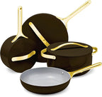 Caraway Non-stick Ceramic Cookware Set (12 Piece) Pots, Pans, Lids and Kitchen Storage - PFAS & PFOA Free - Oven Safe Pan Set & Compatible with All Stovetops - Black