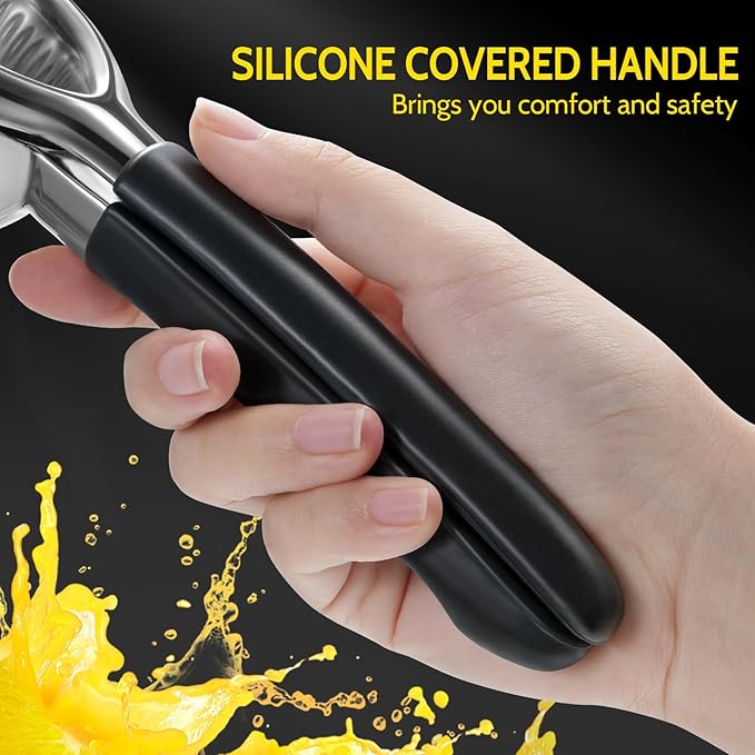 Lemon Squeezer, Sopito Stainless Steel Citrus Press Juicer Heavy Duty with Large Metal Squeezer Bowl for Seedless Juicing, Non-Slip Grip Design Manual Juicer