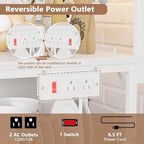Furologee Kitchen Bakers Rack with Power Outlet, Microwave Oven Stand with Storage 4 Tiers, Coffee Bar Table with 6 S Hooks, Kitchen Storage Shelf Rack for Spices, Pots, White