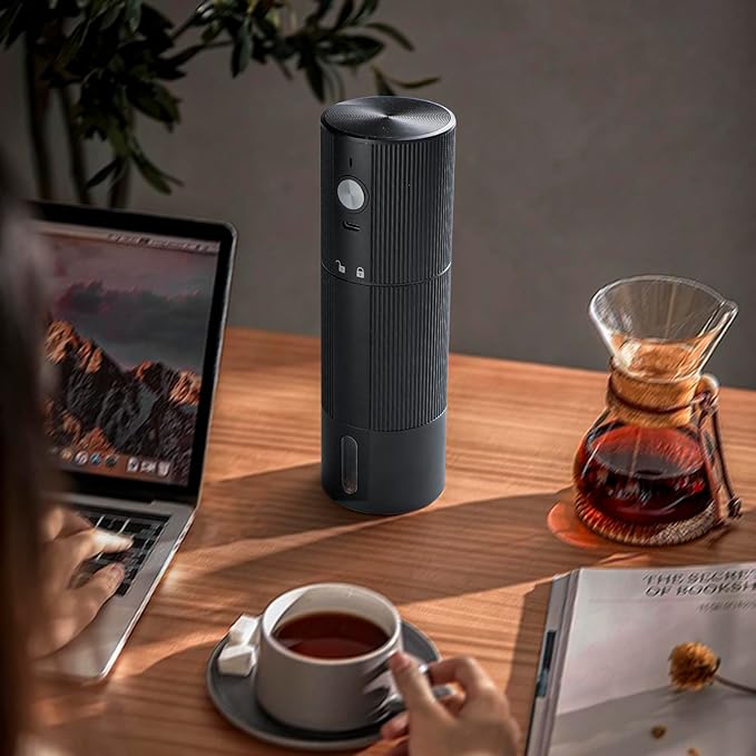 Electric Coffee Grinder Portable Conical Burr Coffee Grinder with 45 Adjustable Settings, Cordless Coffee Burr Grinder for Espresso, Home, Travel, Camping, Office (Black)