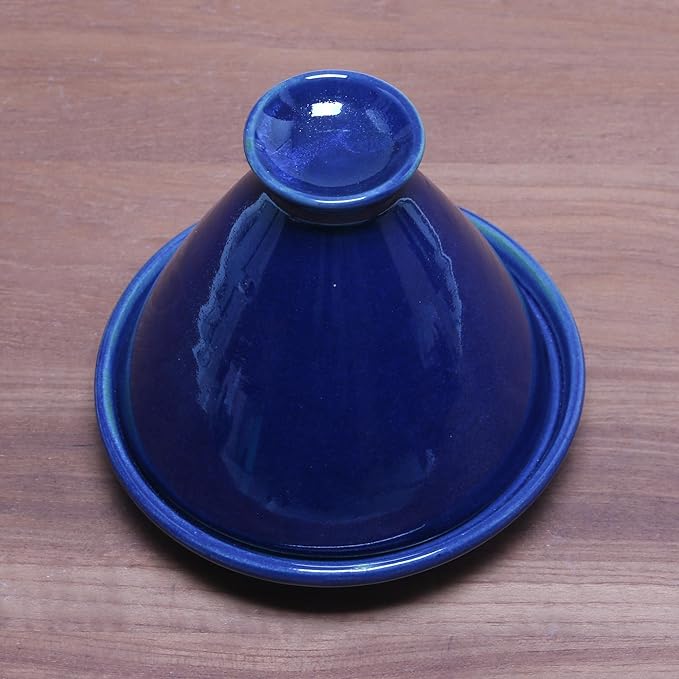 NOVICA Artisan Handcrafted Ceramic Mini Tagine Royal Blue from Bali Indonesia Tableware Serveware Serving Plates [5.5in H x 6in Diam.] ' Blue Francis'