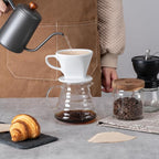 Pour Over Coffee Maker, Pour Over Coffee Dripper with 3 Holes Flat Bottom, Ceramic Drip Coffee Pour Over, Coffee Accessories for Travel, Camping, Office, Home(White)
