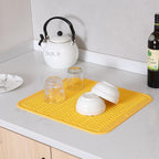 Silicone Dish Drying Mat for Multiple Usage,Easy clean,Eco-friendly,Heat-resistant Silicone Mat for Kitchen Counter or Sink,Refrigerator or Drawer Liner Yellow 2XL 24 inches x 18 inches