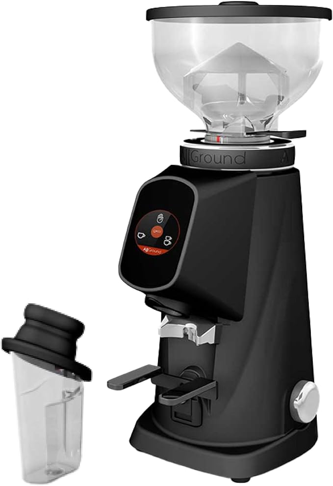 Fiorenzato All Ground Burr Grinder/Coffee Grinder for Home/Burr Coffee Ginder/Electric Coffee Ginder/Coffee Bean Grinder - 64mm flat burrs with Container - Made in Italy (BLACK)