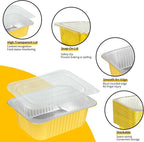 40 Pack 3 LB Gold Aluminum Foil Pans with Lids, 8.7"×6.6"×2.5" Heavy Duty Aluminum Foil Baking Pans, Tin Foil Food Container for Baking, Heating, Cooking, Roasting, Meal Prep, Freezer