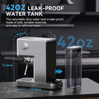 Espresso Machine 20 Bar, Compact Espresso Maker with Milk Frother, Stainless Steel Coffee Machine with 42 oz Water Tank for Cappuccino, Latte&Cold Brew, Home&Office, Silver