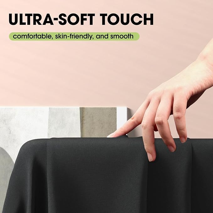 Pureegg Rectangle Table Cloth 60" x 84" – Durable Polyester Tablecloth Offers Reusable & Washable Protection, Ideal for Outdoor Party, Picnic, Wedding, Banquet and Birthday, 6 Pack, Black